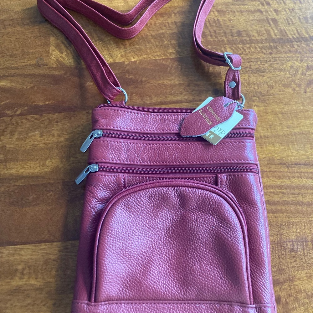 Cute Red Leather Crossbody Bag